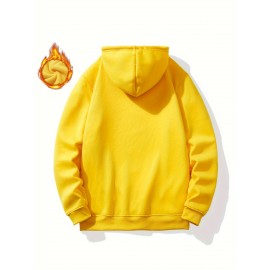 Men'S Casual King Crown Print Hoodie, 100% Polyester Long Sleeve Sweatshirt, Winter Knit Fabric with Slight Stretch, Regular Fit Hooded Top, 200g/m² - Trendy American Style Clothing Gift