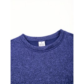 3pcs Men'S Crew Neck Sweatshirts with Fleece Lining - Vintage Style, Thick Knit Pullover Sweatshirts in Black, Navy Blue, and Maroon - Casual & Sporty for Spring, Fall, and Winter - Perfect for Outdoor Activities, Fitness, and Travel