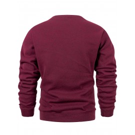 3pcs Men'S Crew Neck Sweatshirts with Fleece Lining - Vintage Style, Thick Knit Pullover Sweatshirts in Black, Navy Blue, and Maroon - Casual & Sporty for Spring, Fall, and Winter - Perfect for Outdoor Activities, Fitness, and Travel