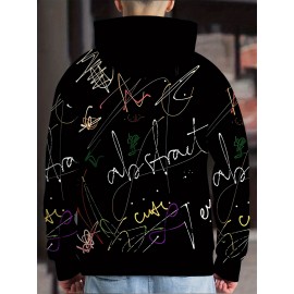 Men's Hoodie - Black with Neon Graffiti Print (Purple, Green, Red, Yellow, White) - Streetwear Pullover Sweatshirt - Machine Washable Urban Fashion Hoodie for Men, Essential Hoodie, Casual Wear, Bold Lettering Design, Comfortable Fabric, Young Adults