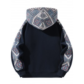 1pc Unisex Fleece-Lined Hoodie - Sporty Color-Block Design with Adjustable Drawstring, Front Zipper & Pockets, Soft Warm Fabric for Indoor/Outdoor Comfort, Regular Fit Casual Pullover, Indoor Warmth Clothing, Colorblock Hoodie, Durable Casualwear