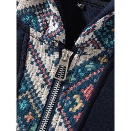 1pc Unisex Fleece-Lined Hoodie - Sporty Color-Block Design with Adjustable Drawstring, Front Zipper & Pockets, Soft Warm Fabric for Indoor/Outdoor Comfort, Regular Fit Casual Pullover, Indoor Warmth Clothing, Colorblock Hoodie, Durable Casualwear