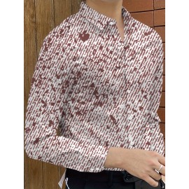 [Elegant Style] Men's Formal Dress Shirt - Sleek White with Modern Black & Gray Abstract Print, Polyester Blend, Non-Stretch, Button-Up with Lapel Collar, Ideal for All Seasons, Formal Attire|Classic Buttonup|Sleek Tailored Fit