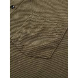 [Men's Corduroy Shirt Jacket] Bohemian Corduroy Shirt Jacket - Men's Solid Color Relaxed Fit Long Sleeve with Chest Pockets, Classic Collar & All-Season Versatile Style for Casual & Formal Wear, Durable Fabric