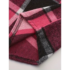 Men'S Casual Plaid Button-Up Shirt - Long Sleeve, Beige & Brown Check Pattern, Loose Fit, Lightweight Polyester Fabric, Perfect for Casual Attire