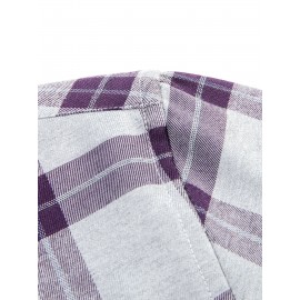 Men's Heavy-Duty Plaid Long Sleeve Dress Shirt - Winter Warmth Collar & Chest Pocket Button, Blue/White/Black/Brown Checkered Pattern, Loose Fit Casual & Formal Button-Up Coat Jacket-like Blazer (Machine Washable)