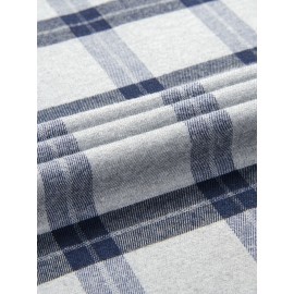 Men's Heavy-Duty Plaid Long Sleeve Dress Shirt - Winter Warmth Collar & Chest Pocket Button, Blue/White/Black/Brown Checkered Pattern, Loose Fit Casual & Formal Button-Up Coat Jacket-like Blazer (Machine Washable)