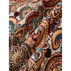 Fashion Apparel, Paisley Pattern Embroidery Craftsmanship Unisex Casual Slim Fit Long-Sleeve Shirt for All Seasons and Gift-Giving