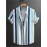 Men's & White Striped Short Sleeve Dress Shirt - Breathable Summer Collar Button-Front Blouse, Mint-Green Tones Vertical Stripes, Casual & Formal Wear (/White/Beige/Navy) - Traditional & Modern Style, Chinese Size, Please Check The Size Guide Carefully