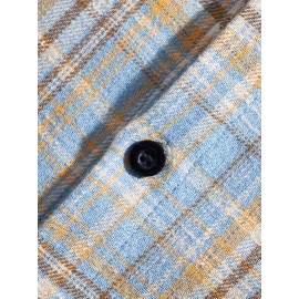 3pcs Men'S Scandinavian Vintage Plaid Shirt Set - Loose Fit, Breathable Rayon, Long Sleeve with Button-Up Design, Perfect for Fall & Spring Casual Wear, Casual Wear Shirts|Vintage Plaid Shirt|Asymmetrical Hemline, Thick