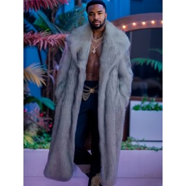 [New Fox Fur Coat] Warm Fashion Mid-Length Fox Fur Plush Collar Suit Coat | Men's Casual Fleece Outerwear, Comfortable Loose Luxurious Grass Coat, New Thickened Versatile Trendy