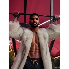 [New Fox Fur Coat] Warm Fashion Mid-Length Fox Fur Plush Collar Suit Coat | Men's Casual Fleece Outerwear, Comfortable Loose Luxurious Grass Coat, New Thickened Versatile Trendy