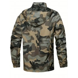 [Camo Jacket] Lightweight Camo Men's Jacket | Durable Polyester, Machine Washable, Zip-Up with Pockets for Fishing, Hiking, Outdoor & Sports - Casual Hooded Coat