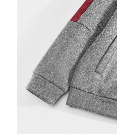 [Men's Color-Block Jacket] Color-Block Men's Knit Zip-Up Jacket | Regular Fit, Contrast Collar, Striped Design, Full-Zip Front, Ribbed Cuffs, Durable Fabric, Everyday Comfort Wear, Casual Outerwear