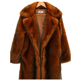 Men's New Style Faux Fox Fur Coat with Suit Collar Long Winter Windproof Warm Mink Overcoat in Large Size