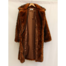 Men's New Style Faux Fox Fur Coat with Suit Collar Long Winter Windproof Warm Mink Overcoat in Large Size