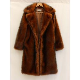 Men's New Style Faux Fox Fur Coat with Suit Collar Long Winter Windproof Warm Mink Overcoat in Large Size