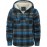 Men's Sherpa-Lined Full-Zip Hooded Jacket - Plaid Flannel Winter Coat with Turquoise/Black/White/Gray Plaid, Machine Washable, Full-Zip Front & Pockets - Casual Outdoor & Everyday Cold Weather Outerwear (Regular Fit)