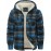 Men's Sherpa-Lined Full-Zip Hooded Jacket - Plaid Flannel Winter Coat with Turquoise/Black/White/Gray Plaid, Machine Washable, Full-Zip Front & Pockets - Casual Outdoor & Everyday Cold Weather Outerwear (Regular Fit)