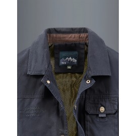 [Lightweight Jacket] Lightweight Nylon Men's Casual Work Jacket | 100% Nylon, 600 Grams, Multi-Pocket Button Design, Machine Washable, Suitable for Outdoor Use in Spring And Autumn with a Collar