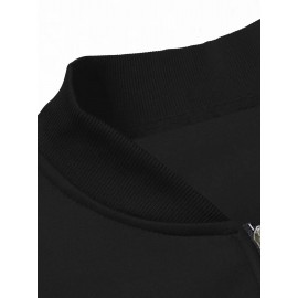 Slim Fit Men's Polyester Athletic Print Design Zip-Up Jacket Casual Stand Collar Fall Winter Coat